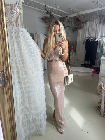 Champagne Shimmer Skirt - HIRE - Amy Taylor Collection